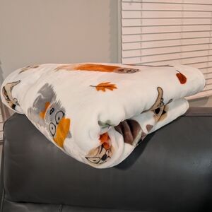 Well Dressed Home Brand So Soft Dogs W/ Glasses Fall Themed Blanket 60" X 70"